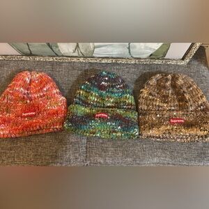 Supreme  Knit Beanie in Green and Red and brown